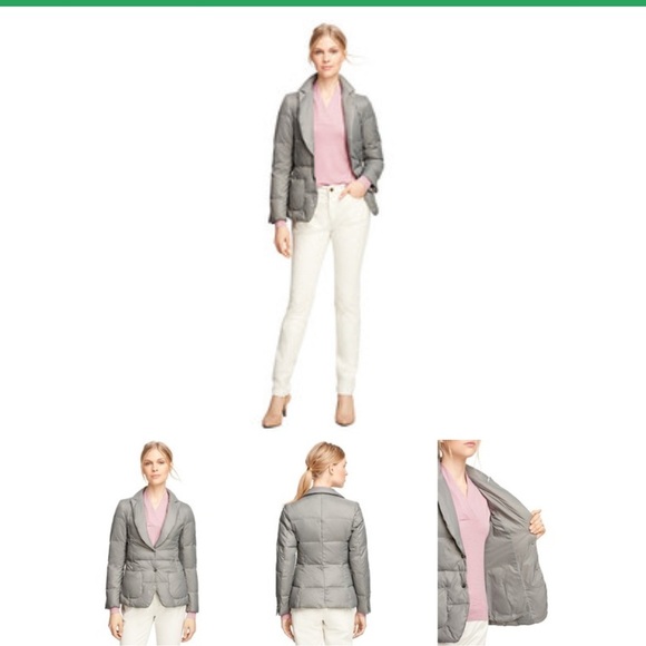 BROOKS BROTHERS‎ Down Puffer Coat Jacket Blazer Gray Winter Size 4 Warm Work - Picture 4 of 9